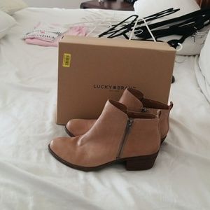 Tan leather booties Lucky Brand